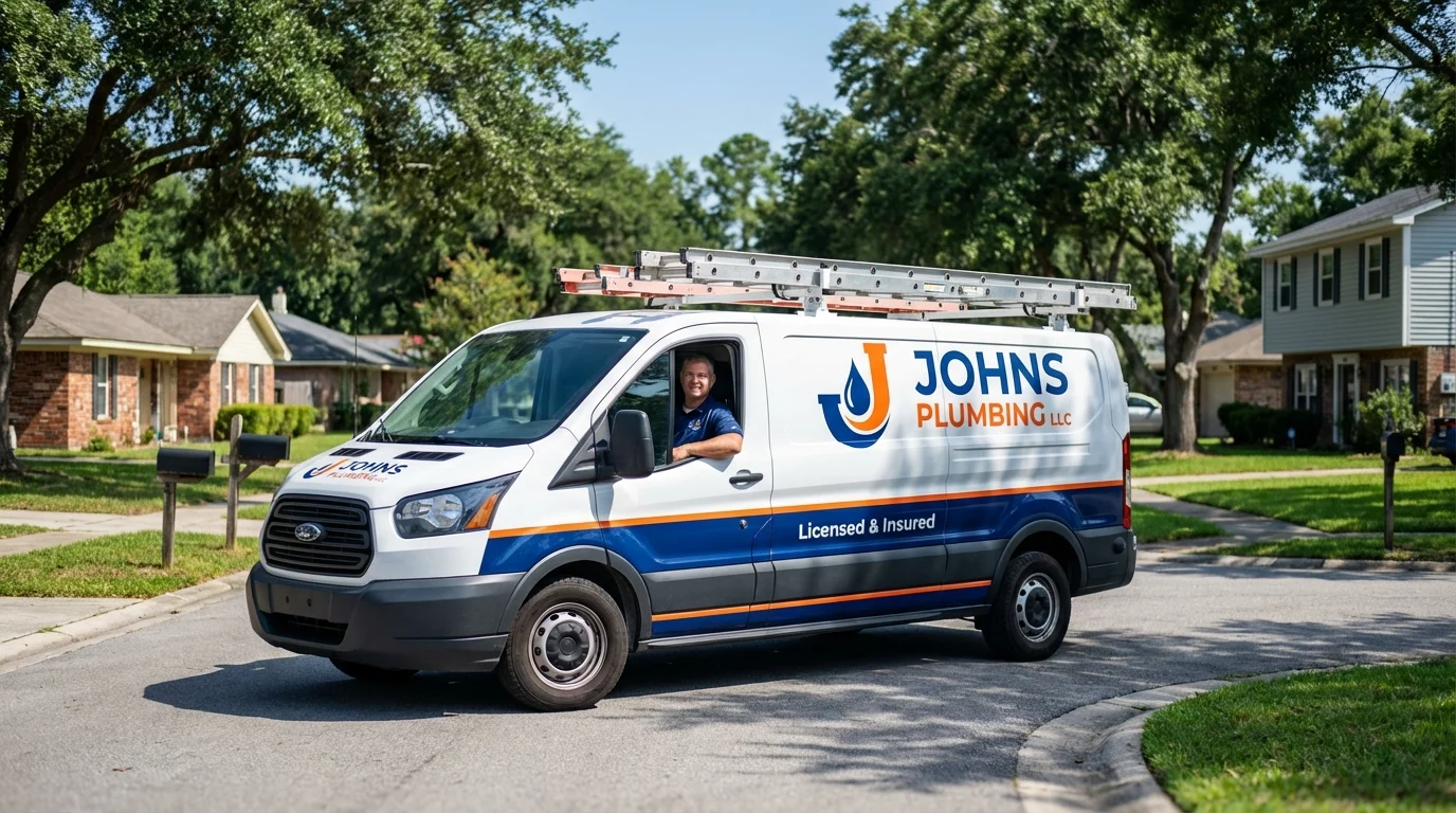Johns Plumbing LLC service van in New Paltz, NY